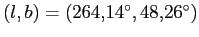 $(l, b)= (264,\!14^{\circ},48,\!26^{\circ})$