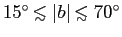 $15\ifmmode^\circ\else\hbox{$^\circ$}\fi  \raise 0.25ex\hbox{$<$}\hskip -0.65em...
...\hbox{$\scriptstyle\sim$}\hskip 0.2em 70\ifmmode^\circ\else\hbox{$^\circ$}\fi $