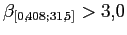 $\beta_{[0,\!408;31,\!5]}>3,\!0$